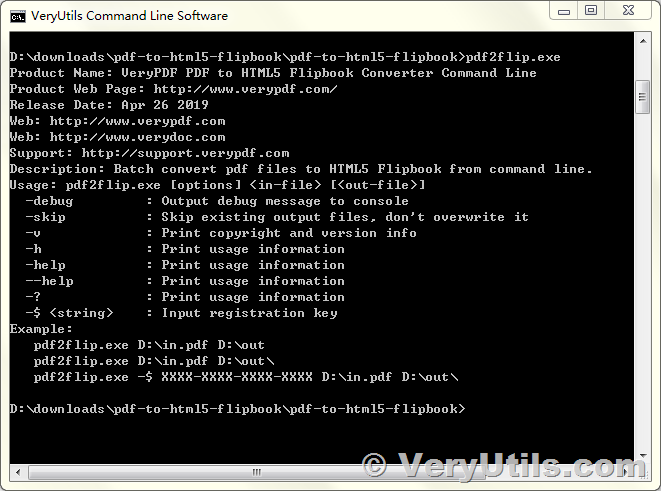 How to use VeryUtils PDF to HTML5 Flipbook Converter Command Line to