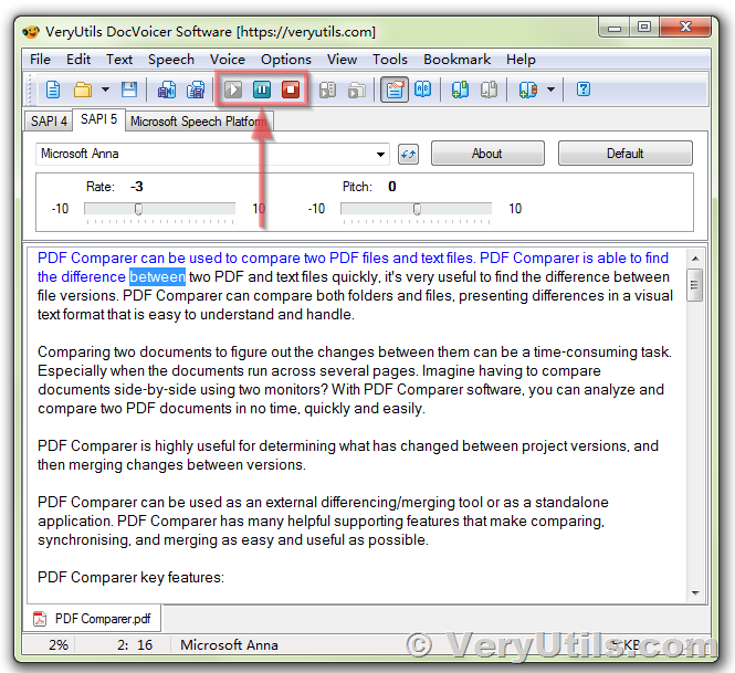 How to Convert PDF File to MP3 Audio Speech with VeryUtils DocVoicer