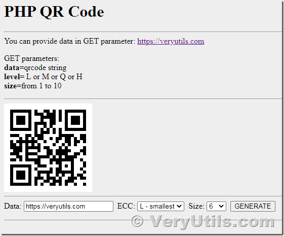 pubertet Hop ind snigmord How to generate QR code in PHP automatically using VeryUtils PHP QR Code  Generator? | | VeryUtils Knowledge Base