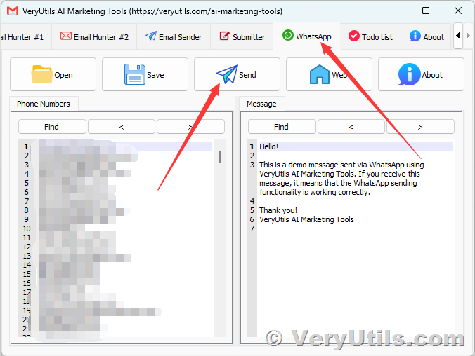 Introducing WhatsApp Bulk Message Sender in VeryUtils AI Marketing Tools