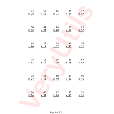Printable Vertical Multiplication Math Worksheets in PDF with 3000+ Questions, two-digit multiplied by two-digit