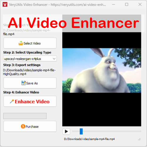 Windows 10 VeryUtils AI Video Enhancer full
