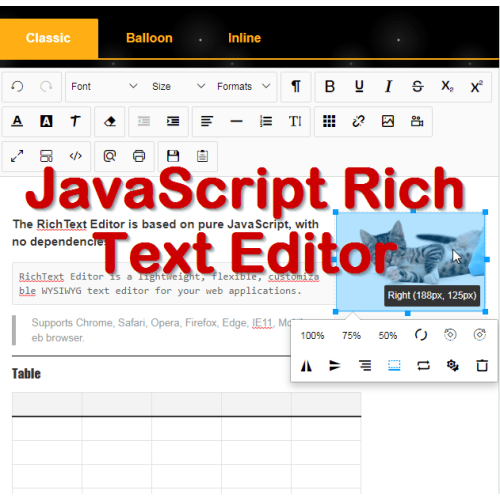 javascript rich text editor