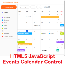 HTML5 JavaScript Events Calendar Control