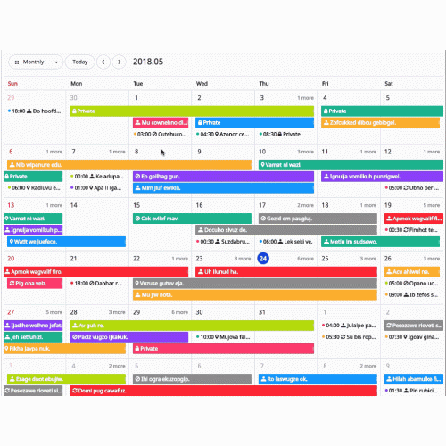 VeryUtils HTML5 JavaScript Events Calendar Control