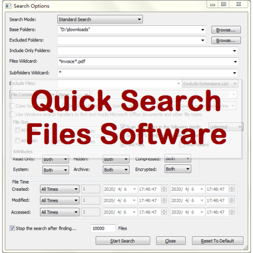 Windows 7 VeryUtils Quick Search Files 2.7 full